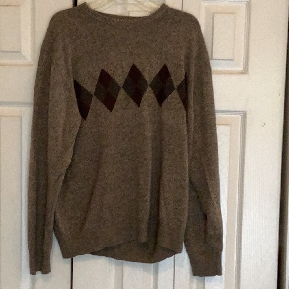 Cozy Brown  heather Argyle Sweater size Large